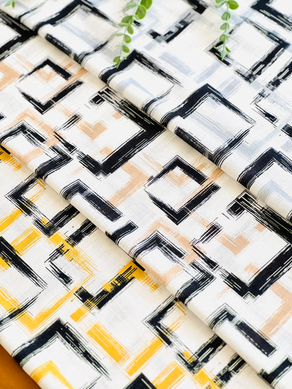 Printed Linen Geo Squares