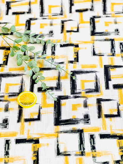 Printed Linen Geo Squares