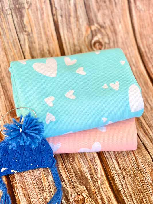 Printed Waffle Fabric Hearts