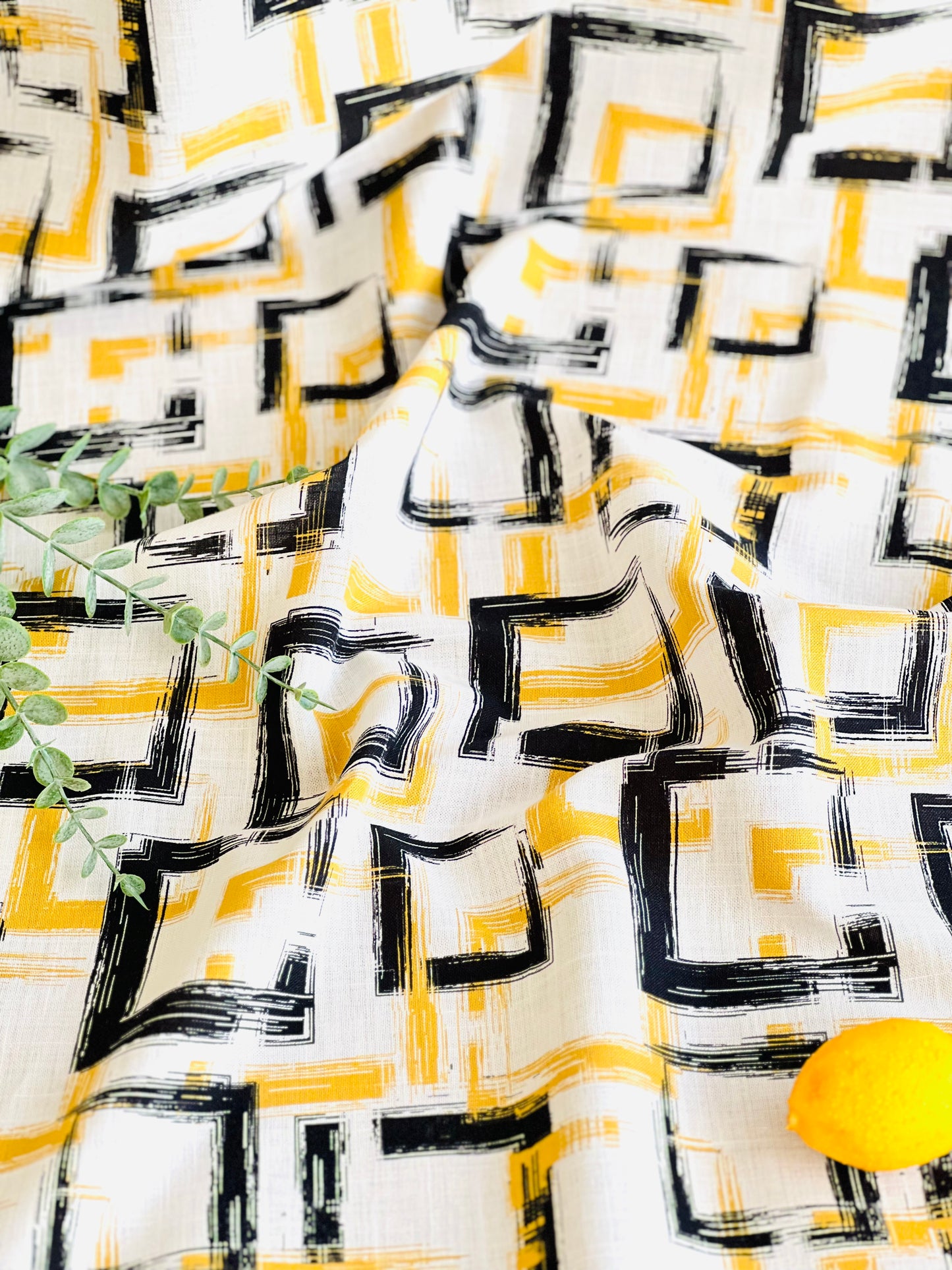 Printed Linen Geo Squares