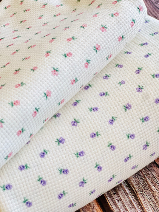 Printed Waffle Fabric Little Flower