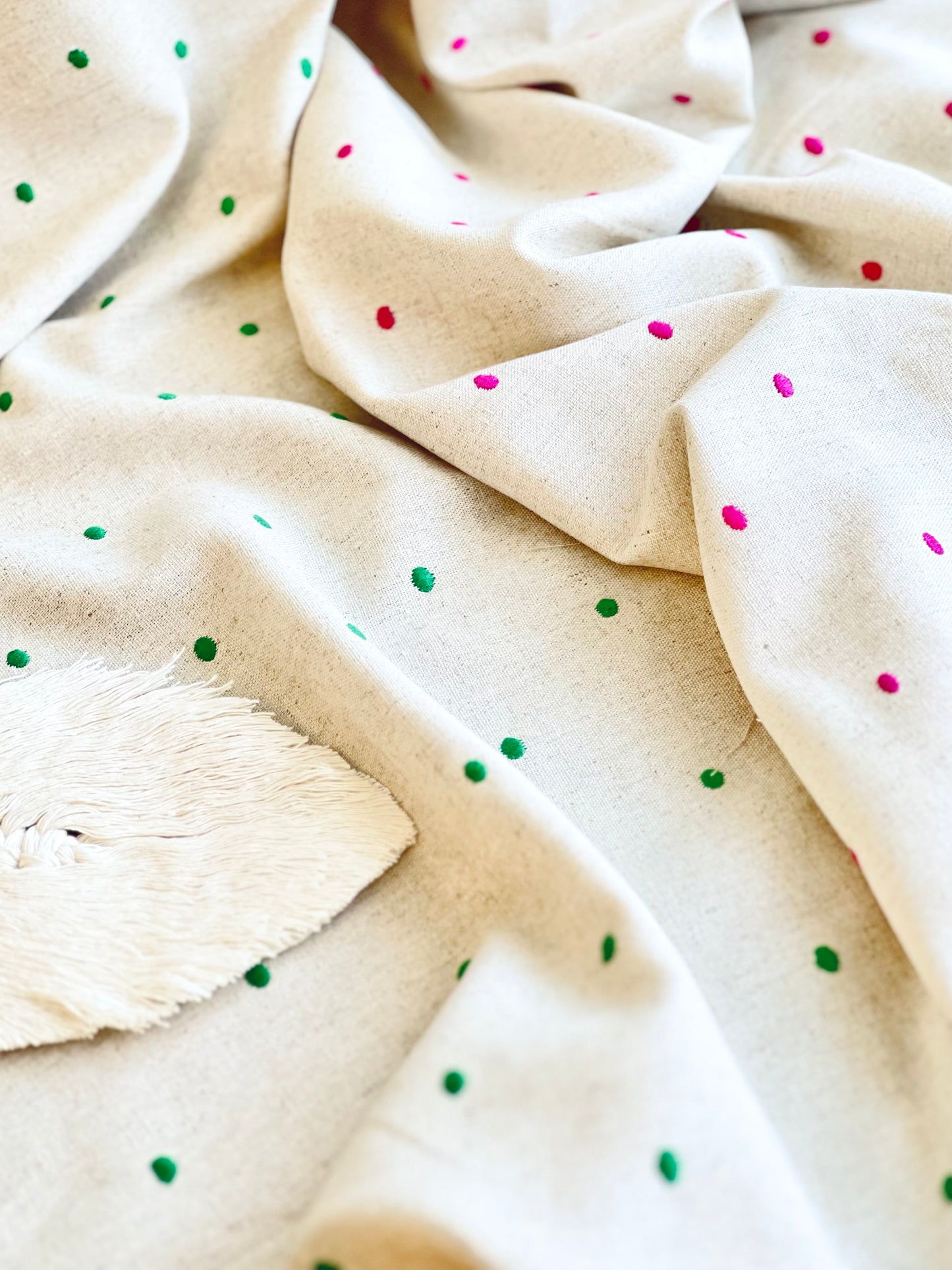 Embroidered Linen Dots