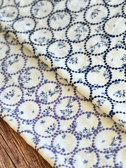 Printed Embroidered Linen Circles