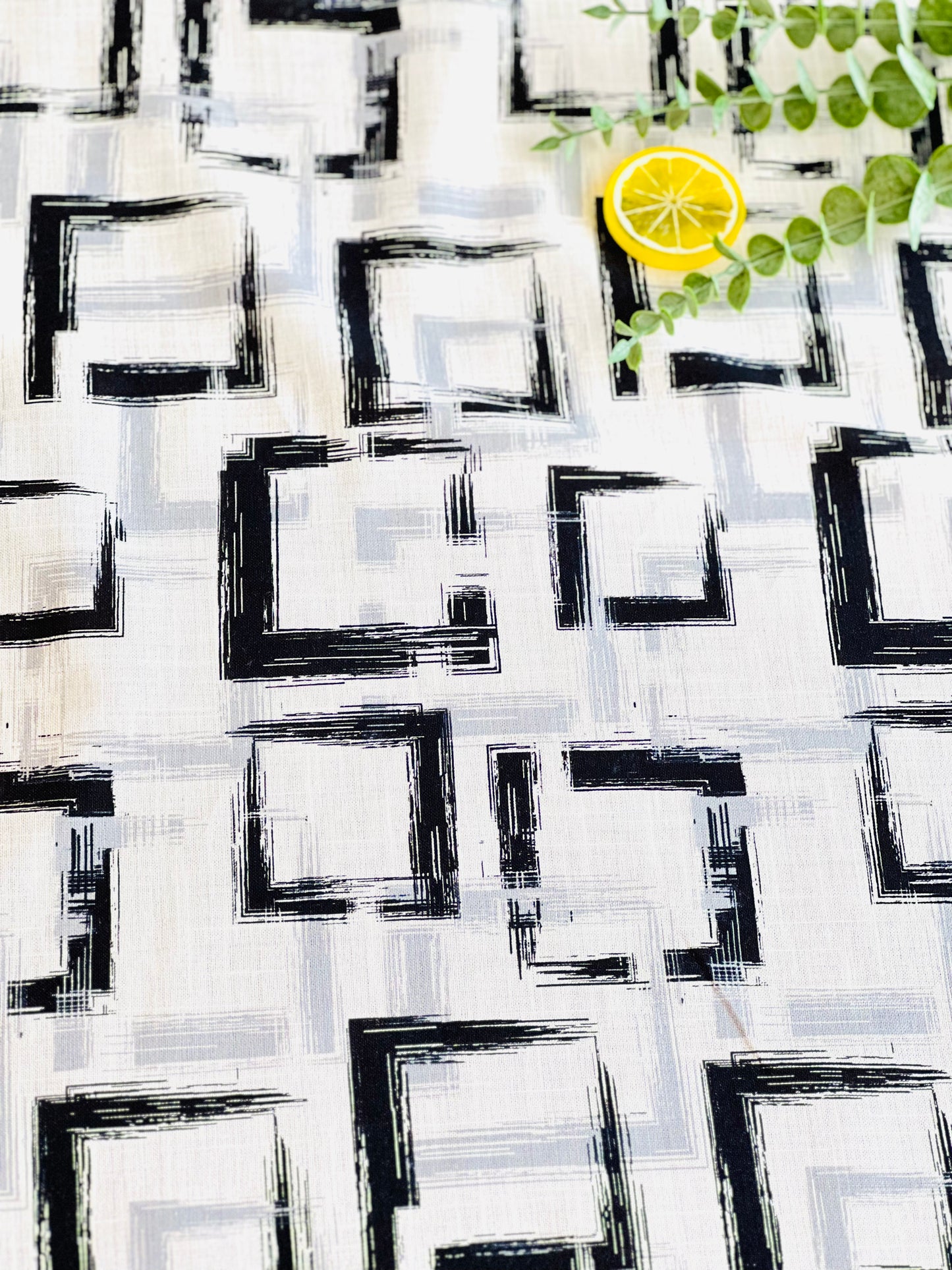 Printed Linen Geo Squares