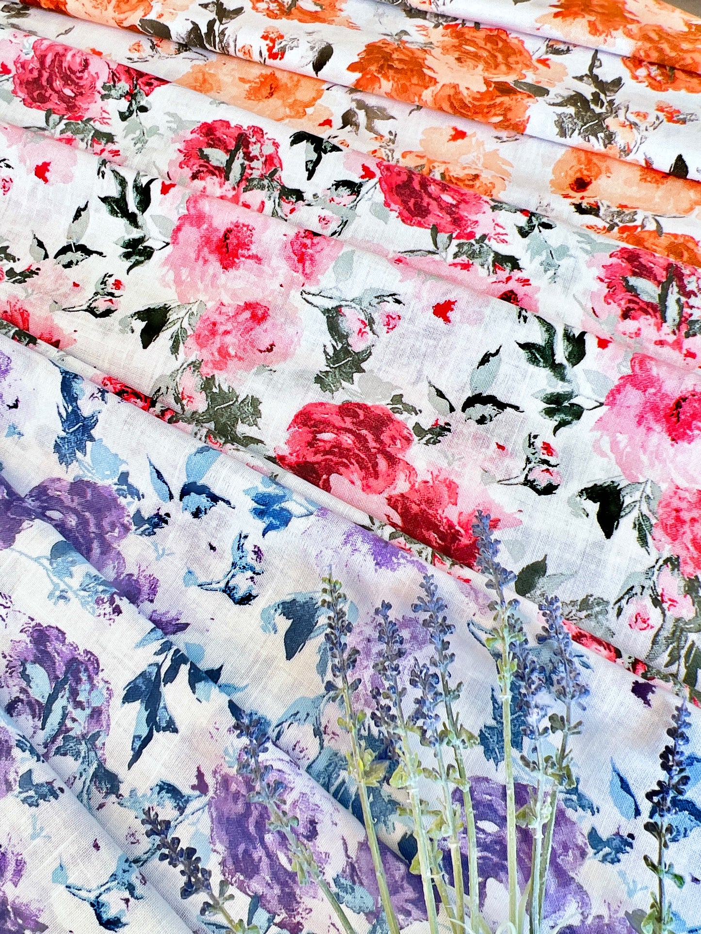 Printed Linen Spring Roses