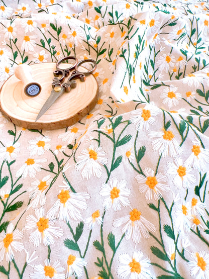 Embroidered Linen Daisies