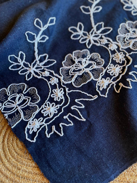 Embroidered Linen Navy