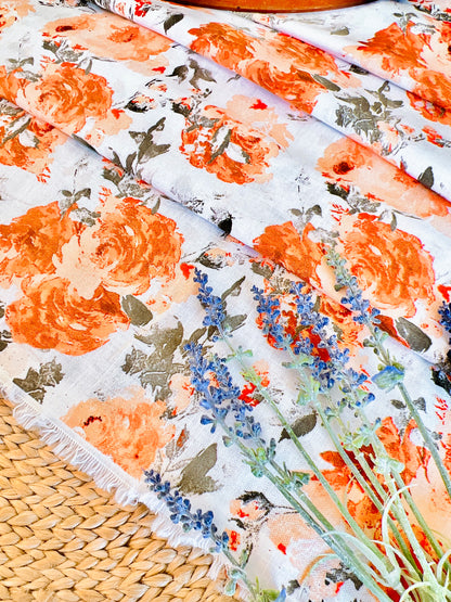 Printed Linen Spring Roses