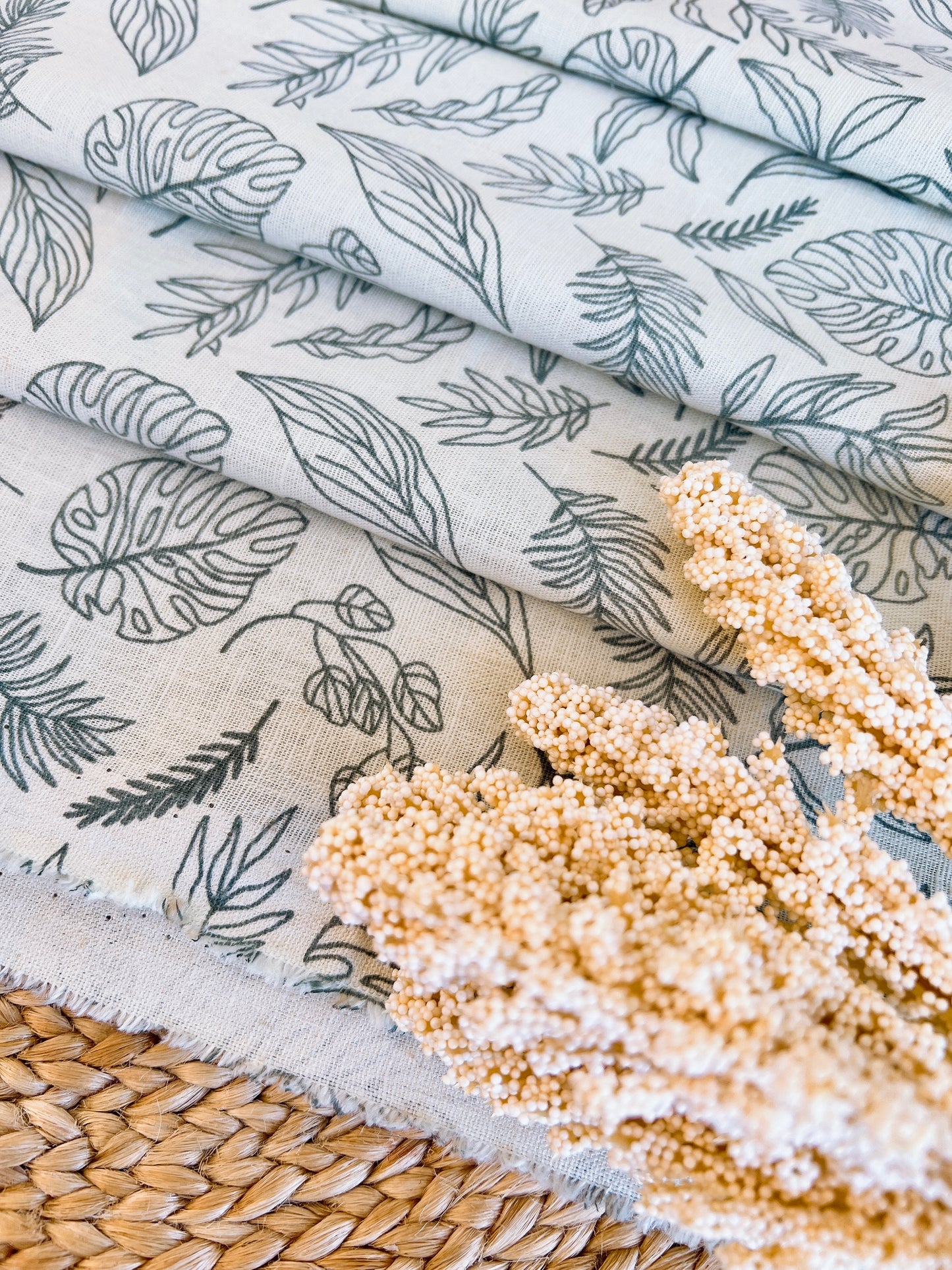 Printed Linen Palm