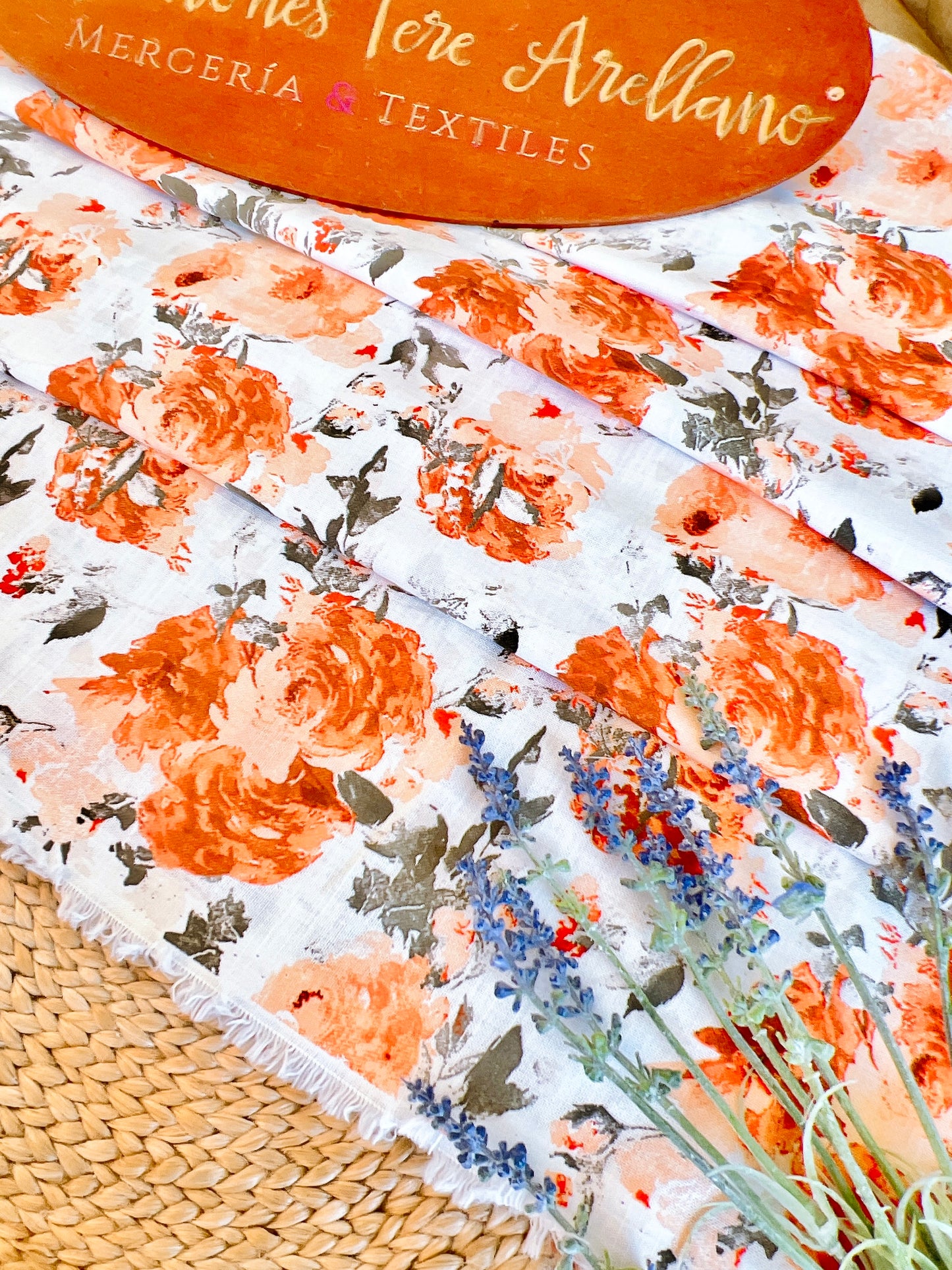 Printed Linen Spring Roses