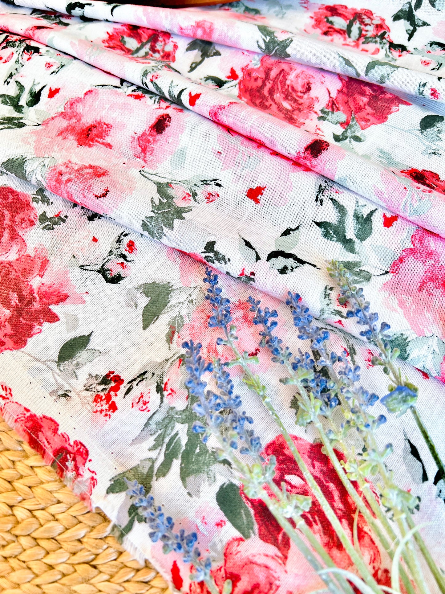 Printed Linen Spring Roses